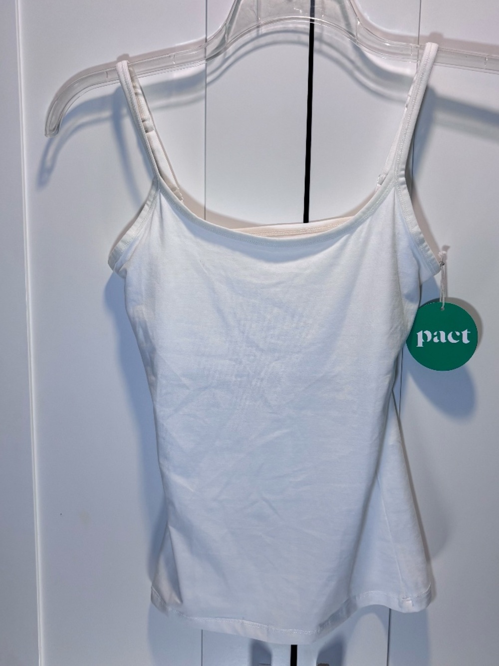 Pact NWT Organic Cotton Shelf Bra Built-In Adjustable Straps Cami White size XS